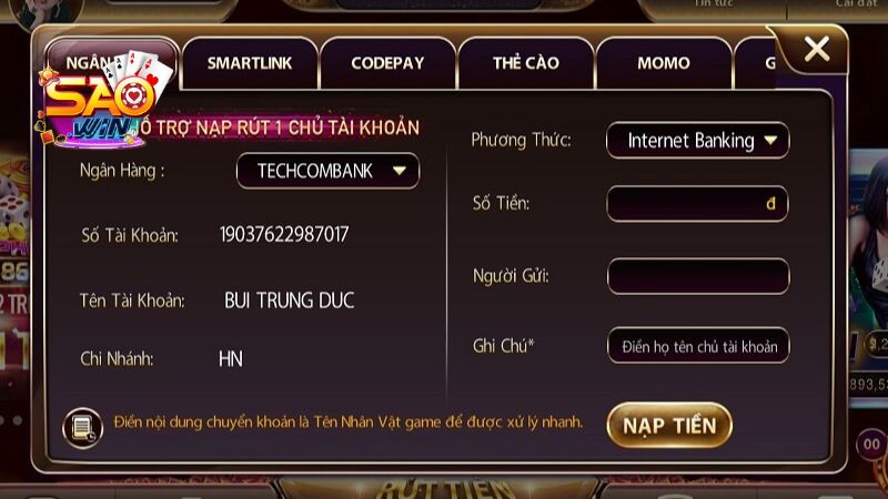 Chuyển tiền từ ngân hàng vào ví game là cách nạp vốn cược an toàn, tin cậy