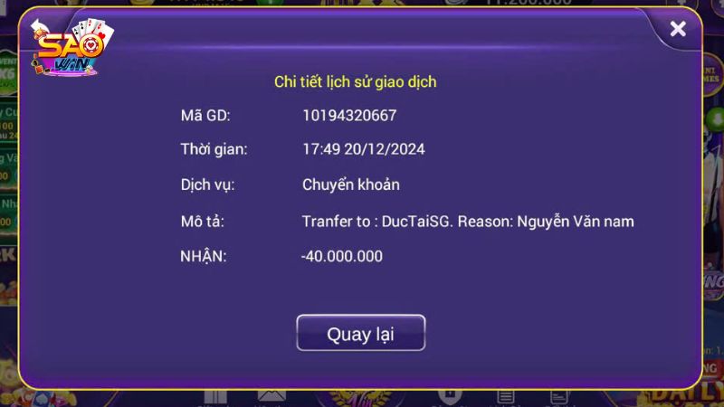 Nền tảng sẽ lưu trữ lịch sử giao dịch của hội viên phòng trường hợp sự cố bất ngờ