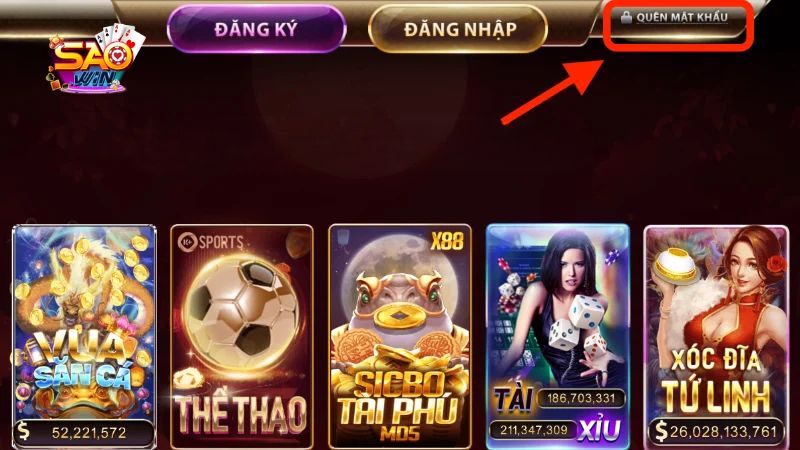 Anh em có thể dễ dàng lấy lại password để truy cập cổng game 